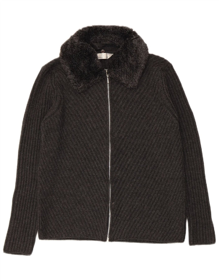 Marks & Spencer Dame Cardigan Sweater UK 12 Medium Grå Akryl