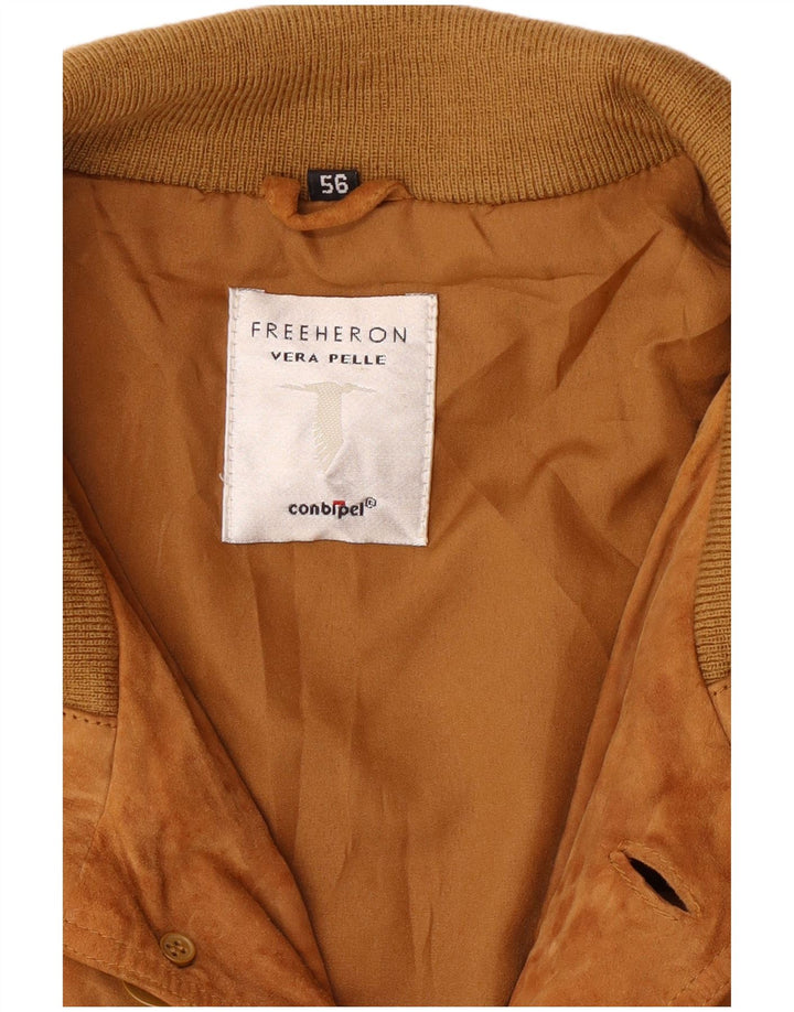 Freeheron Herre Ruskind Bomber Jacket IT 56 XL Brunt Læder