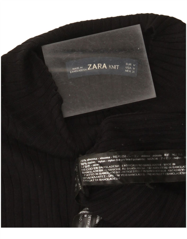 Zara Dame Jumper Dress UK 12 Medium Black Viscose