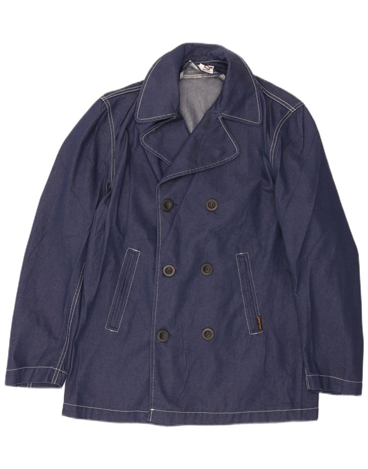 Take Two Men Pea Coat UK 40 Large Navy Blue Polyester