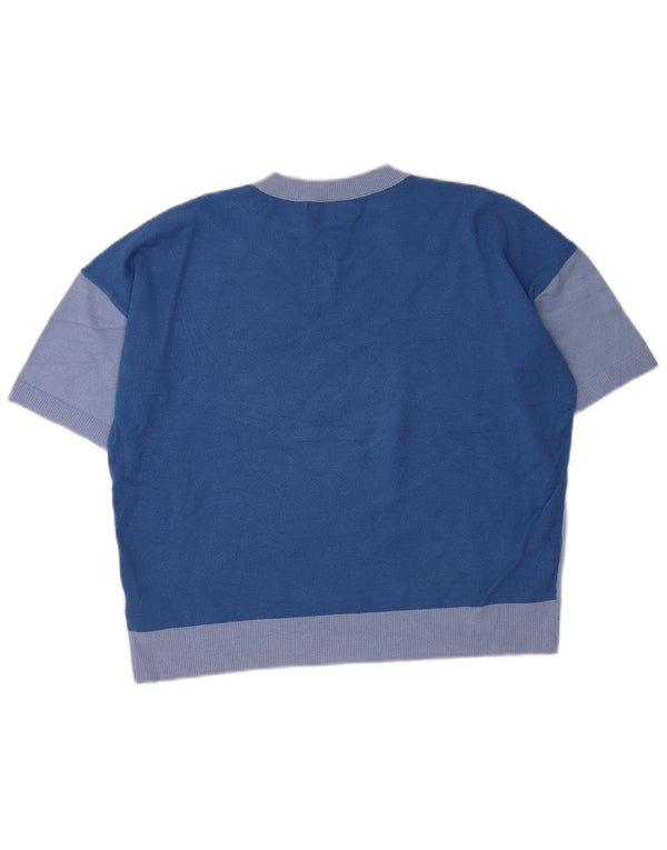 Marks & Spencer Dame Kortærmet V-hals Jumper Sweater UK 10 Small Blue