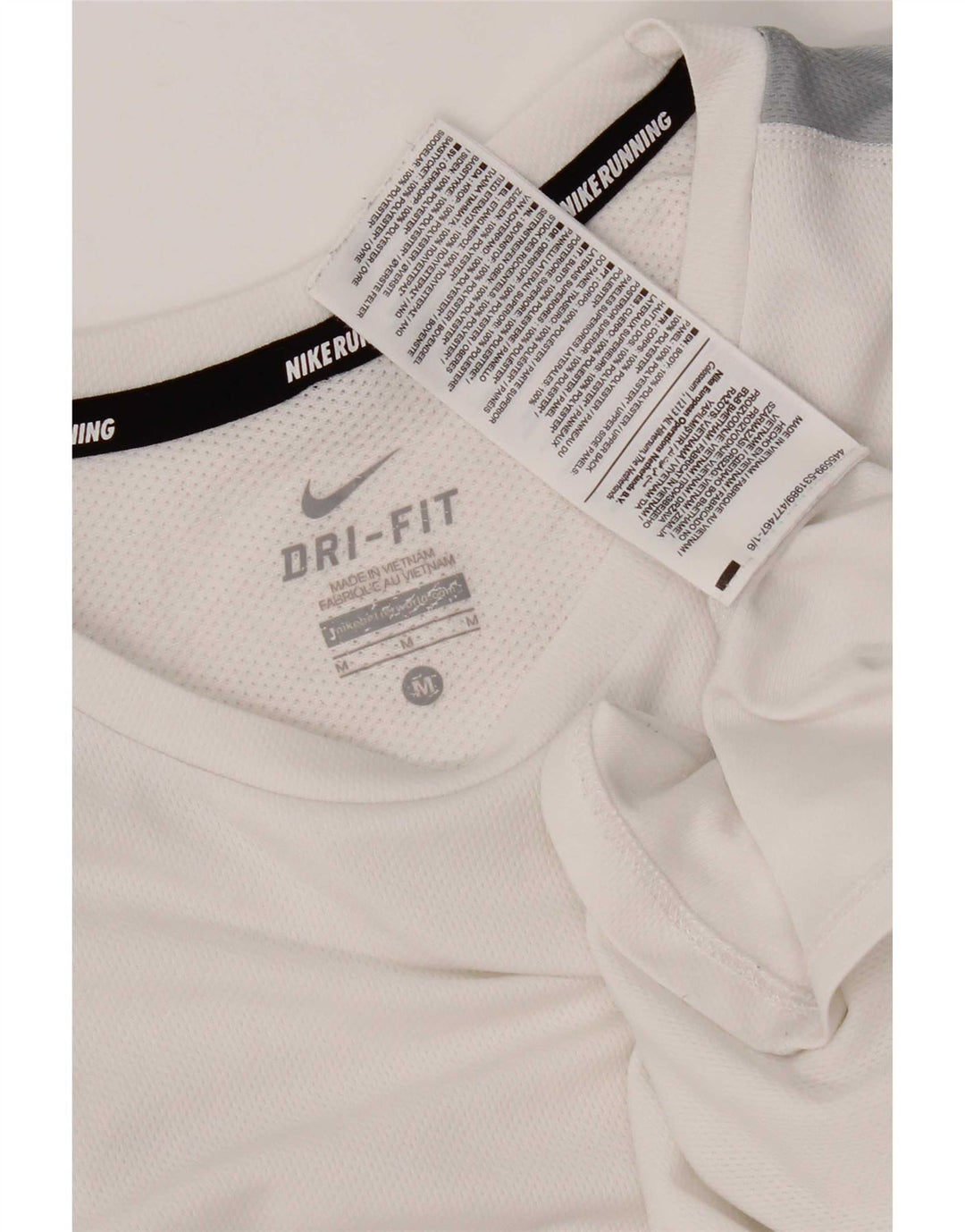 Nike Herre Dri Fit T-shirt Top Medium White Colourblock Polyester