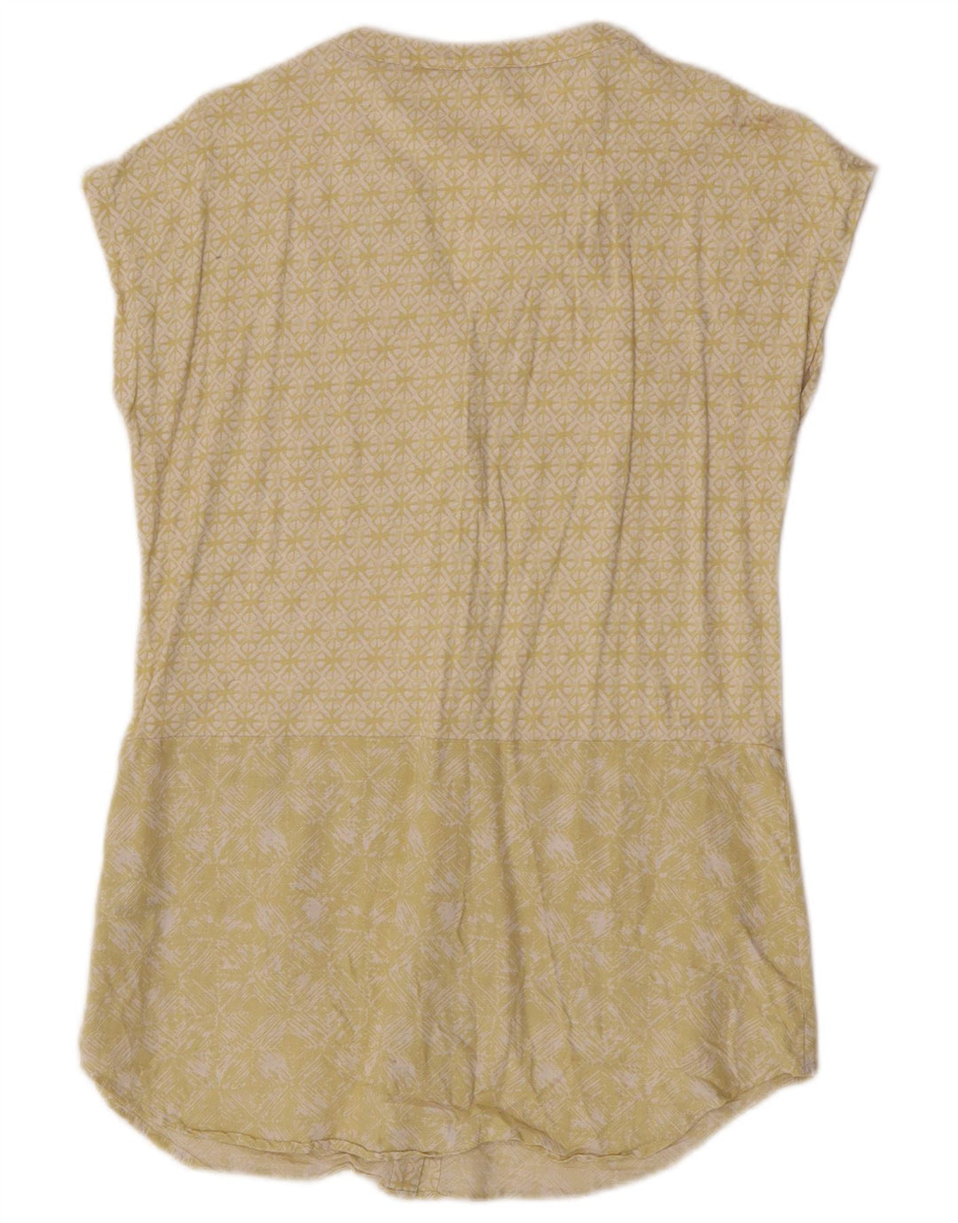White Stuff Kortærmet skjortebluse til kvinder UK 10 Small Yellow Geometric