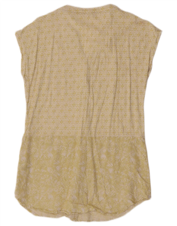 White Stuff Kortærmet skjortebluse til kvinder UK 10 Small Yellow Geometric