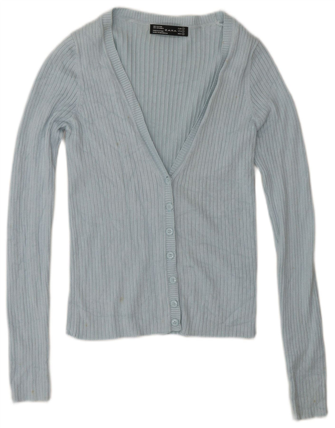 Zara Dame Cardigan Sweater UK 12 Medium Blue Rayon