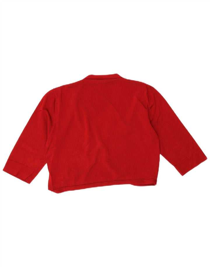 Phase Eight Dame 3/4-ærmet Crop Cardigan Sweater UK 14 Medium Rød