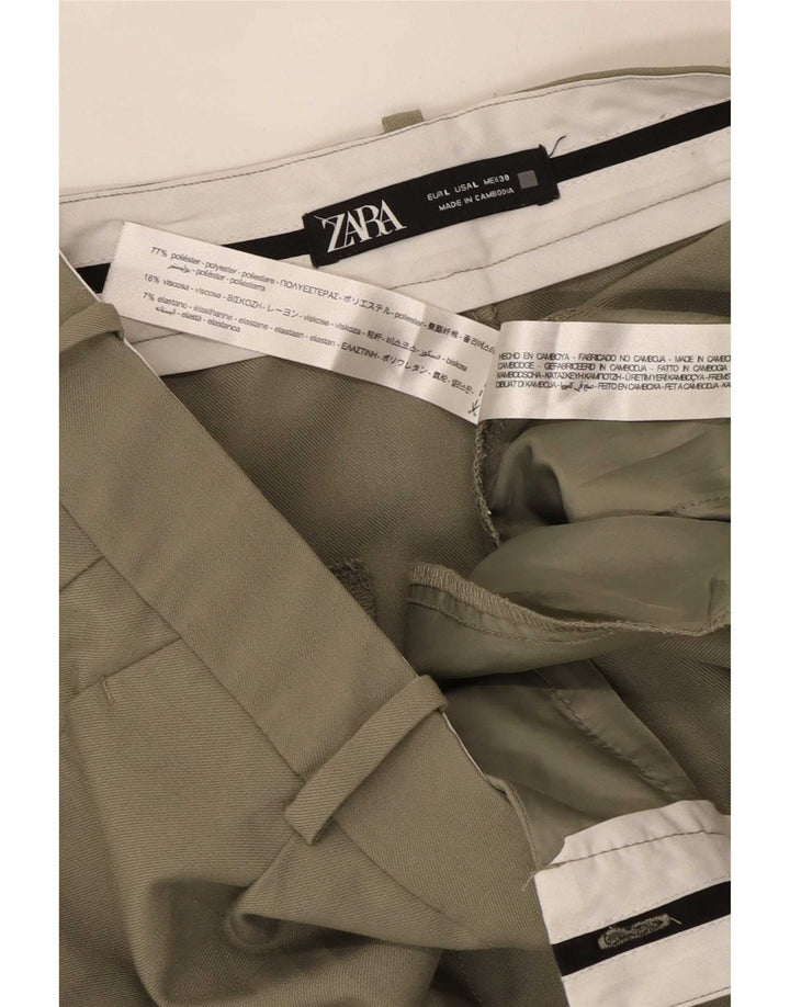 Zara Damebukser med brede ben, store W30 L32 Grøn polyester