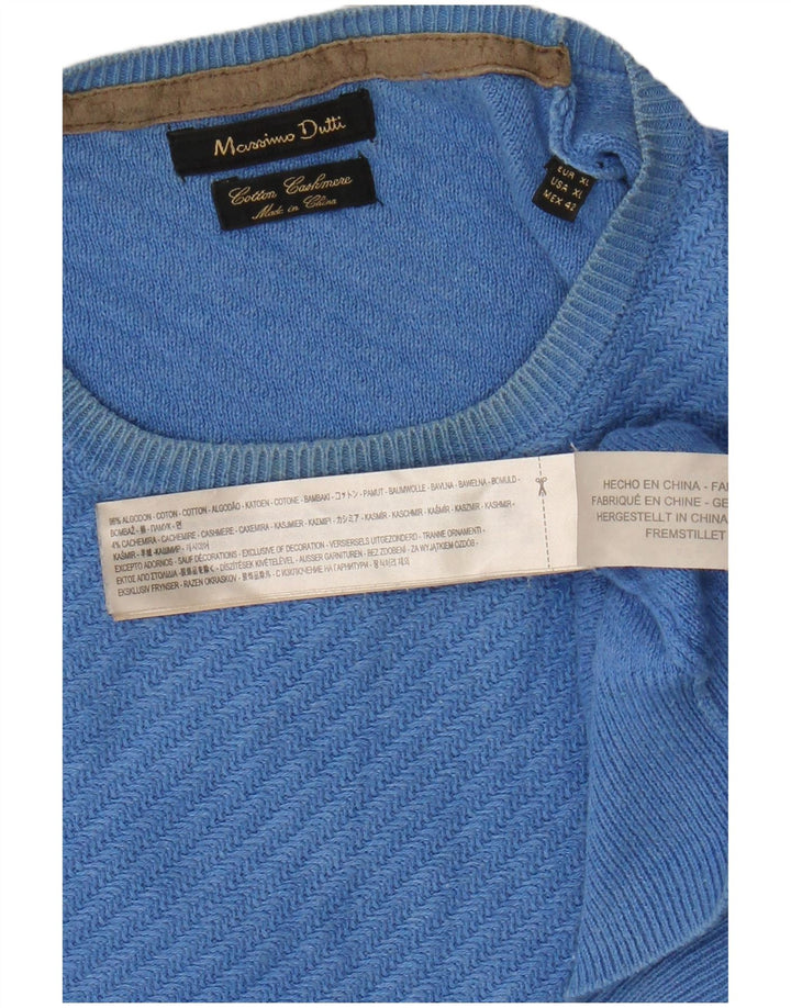 Massimo Dutti Herre sweater med rund hals XL blå bomuld