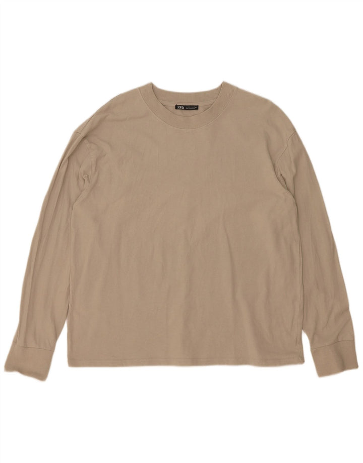 Zara Dame Oversized Top Langærmet UK 10 Small Beige