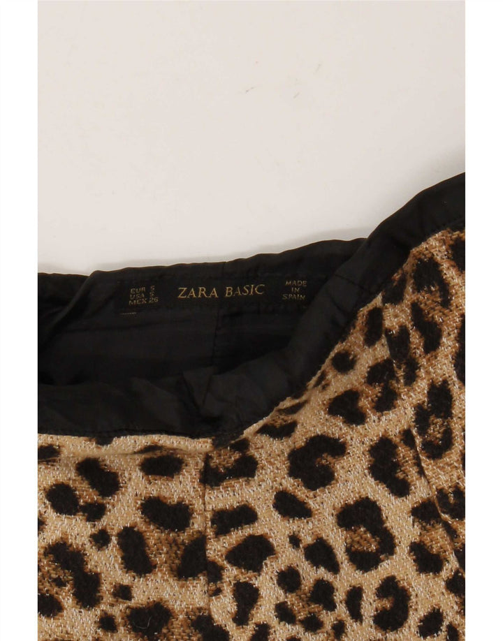 Zara Dame Mini-nederdel Small W26 Brown Animal Print