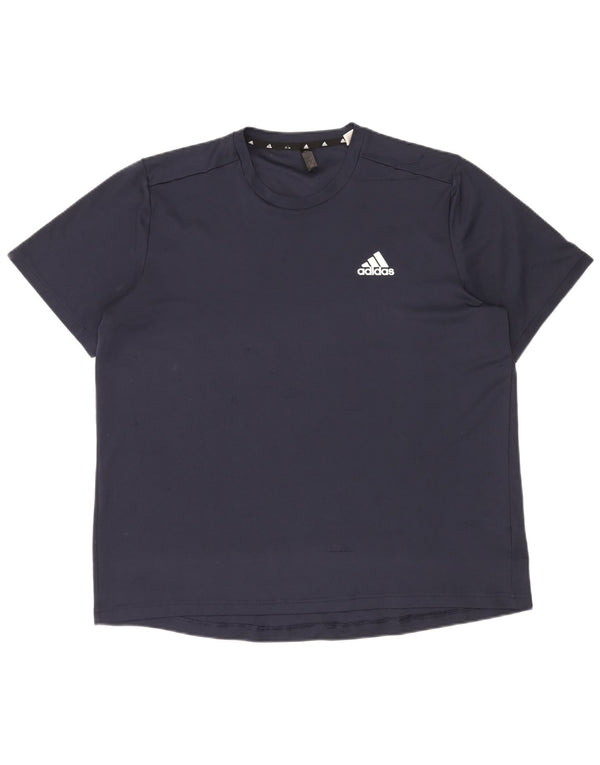 Adidas Mens Aeroready T-Shirt Top XL Navy Blue Polyester