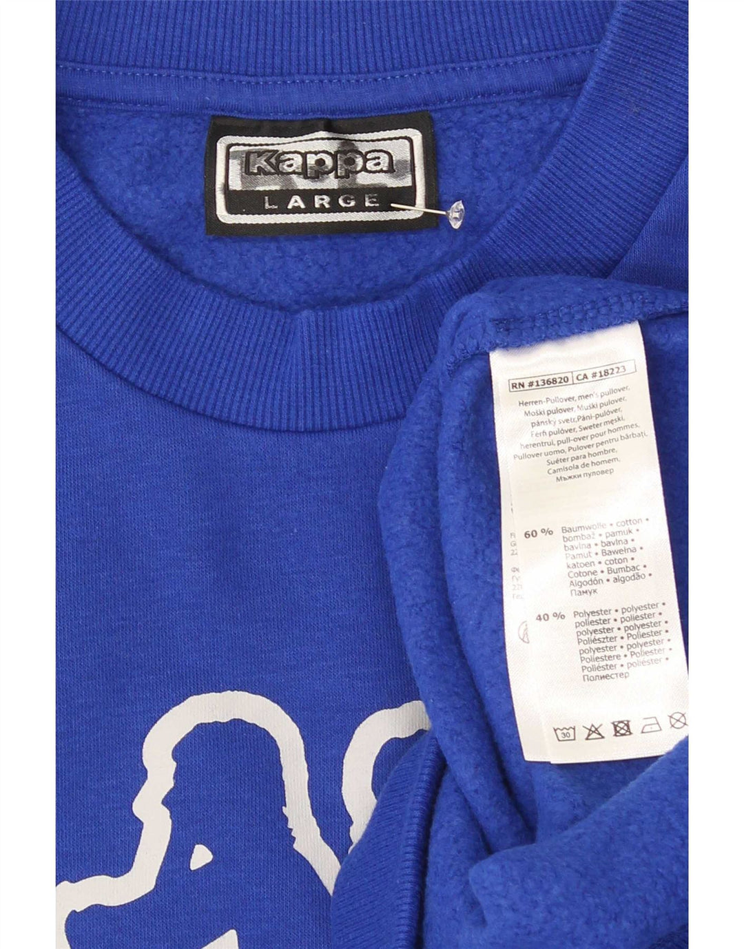 Kappa Herre Grafisk Sweatshirt Jumper Stor Blå Bomuld