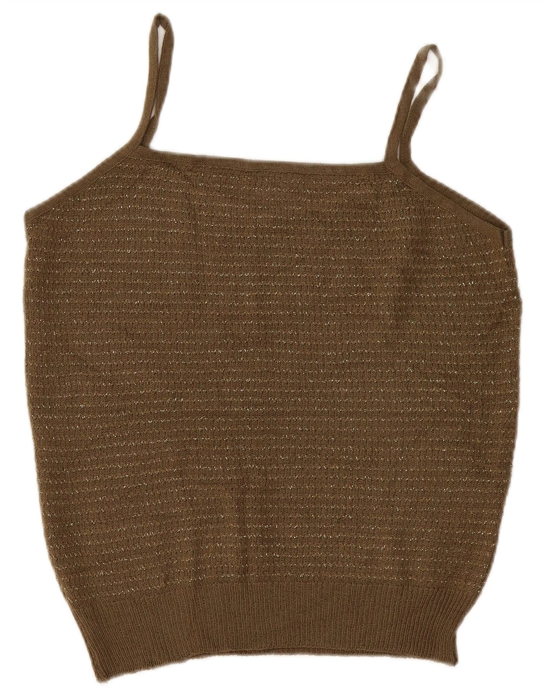 Vintage Dame Strik Cami Top UK 14 Medium Khaki