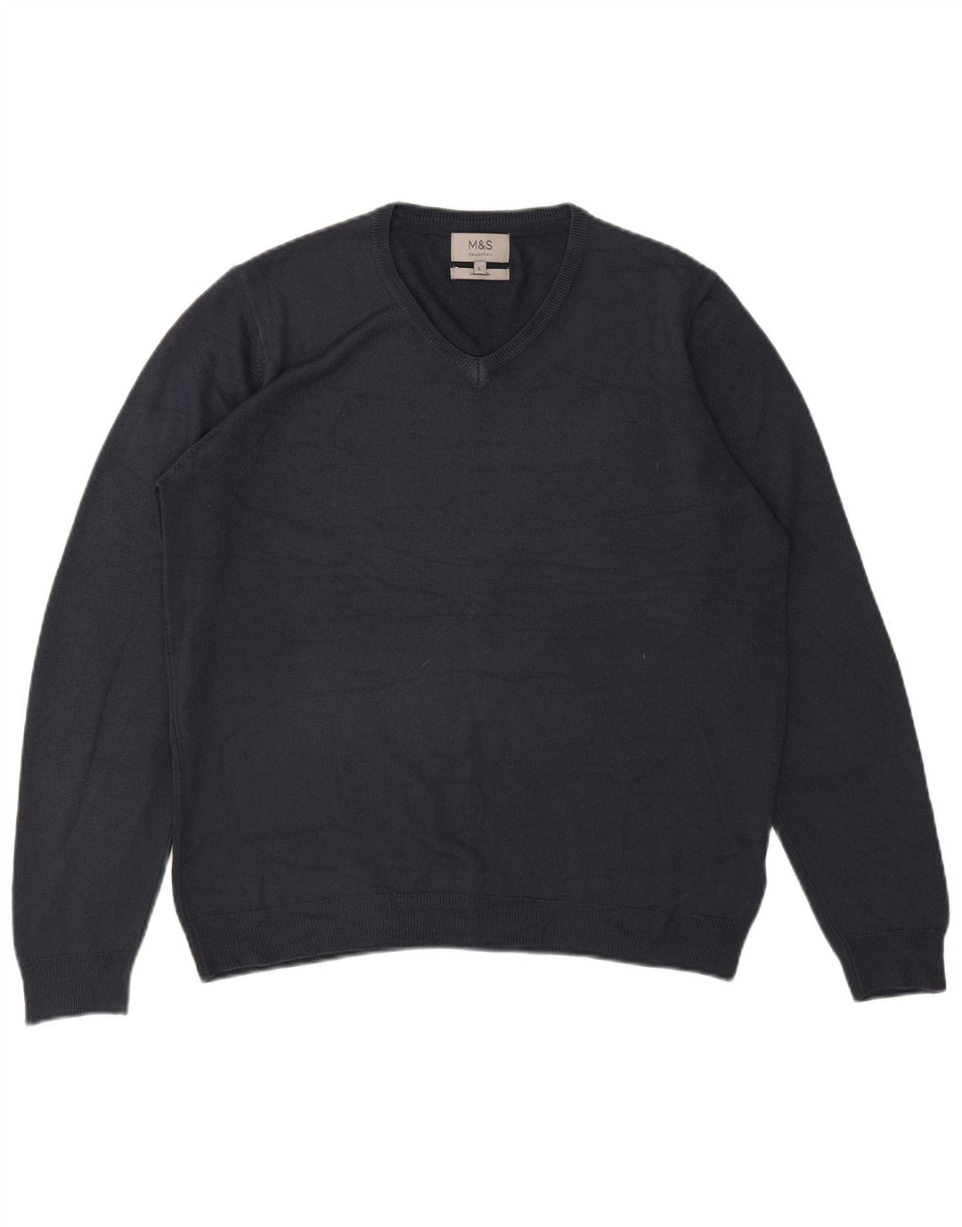 MARKS & SPENCER Herre V-hals sweater Stor marineblå akryl