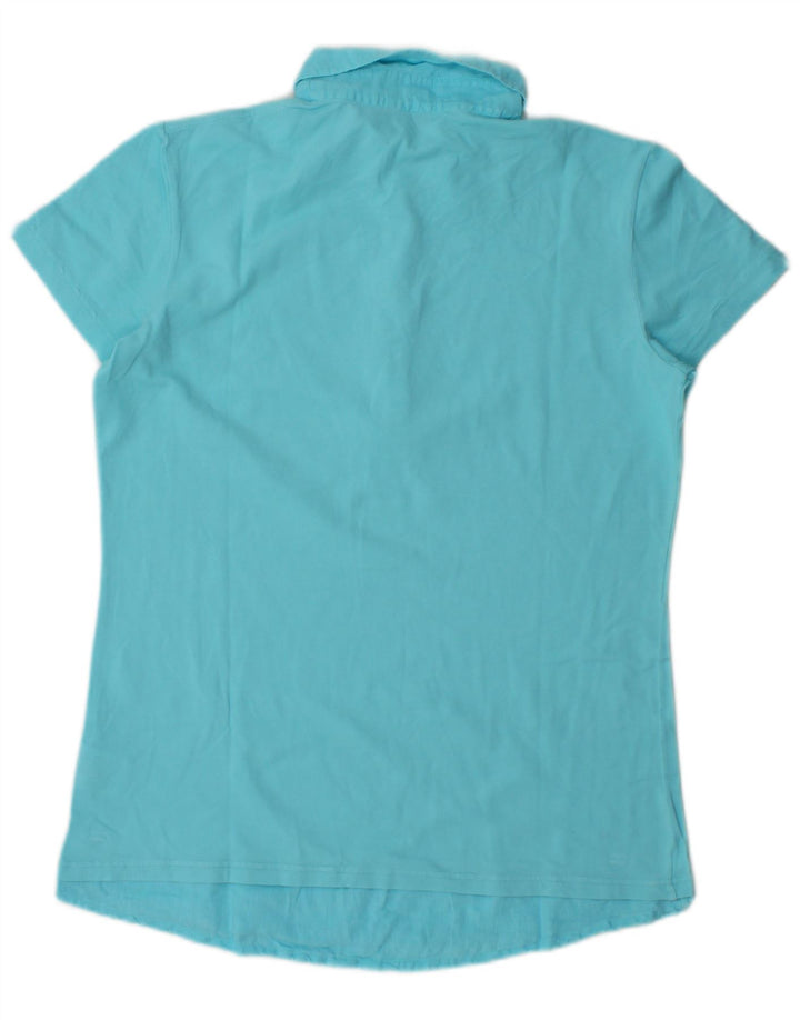 Fred Perry Dame Polo Shirt UK 14 Stor Blå Bomuld