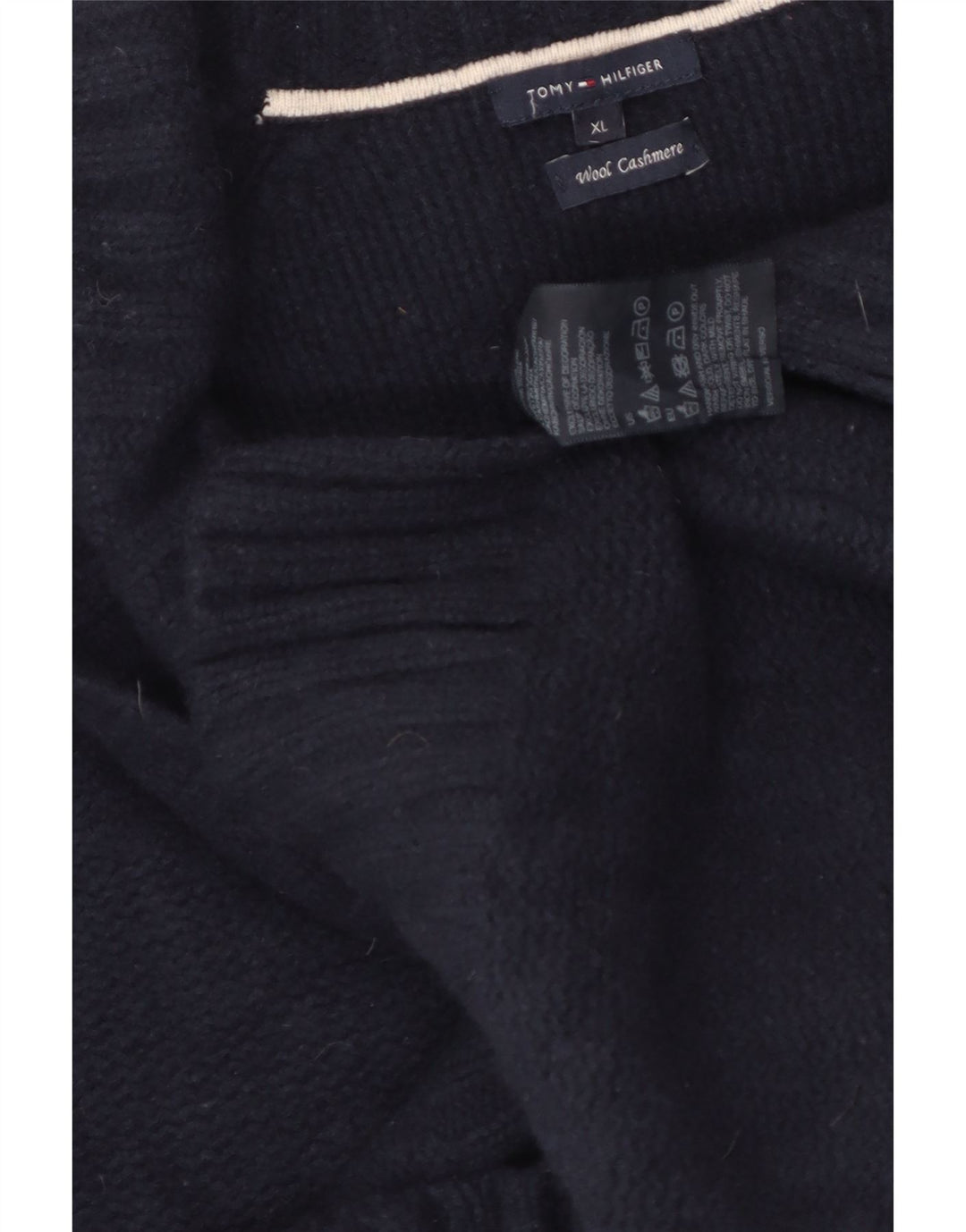 TOMMY HILFIGER sweater med sjalhals til kvinder UK 18 XL marineblå uld