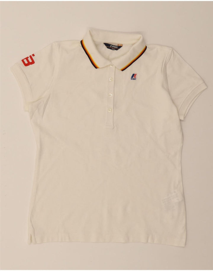 K-WAY Womens Polo Shirt US 7 Medium White Cotton Vintage K-Way and Second-Hand K-Way from Messina Hembry 