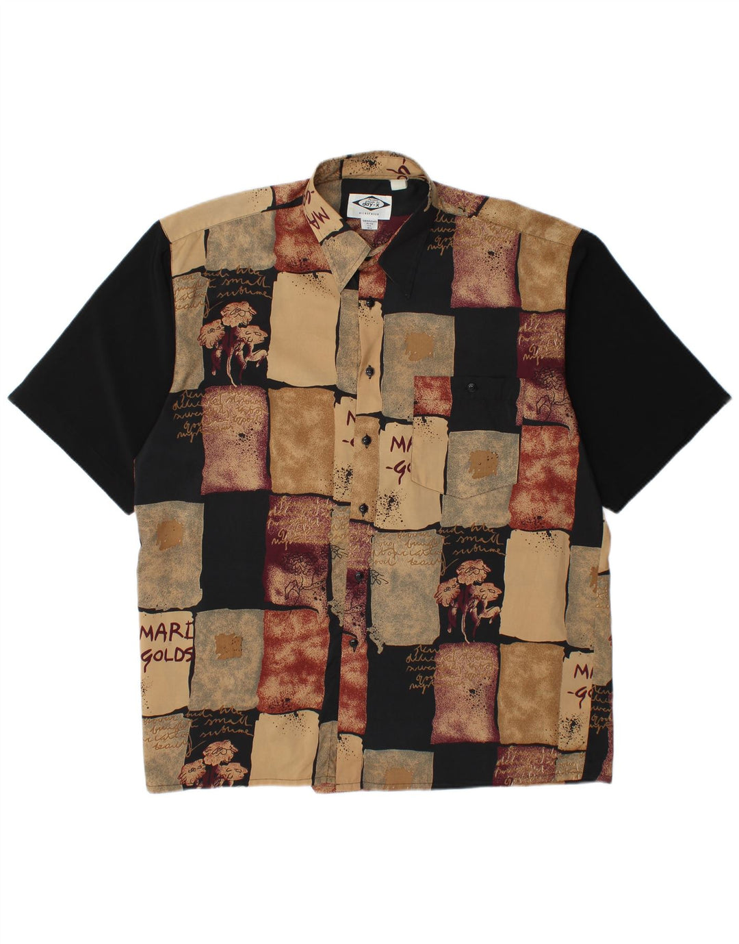 DAY-X Kortærmet Herreskjorte Størrelse 15 1/2 Medium Beige Patchwork Polyester