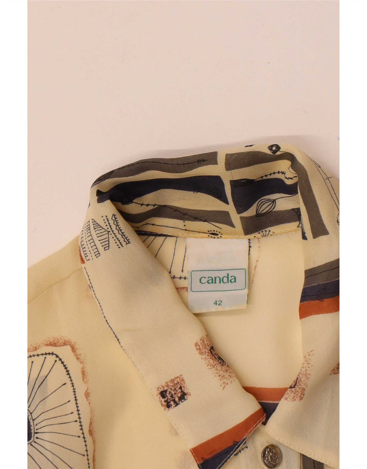 Canda Dame Gennemsigtig Skjorte Bluse IT 42 Medium Off White Geometrisk