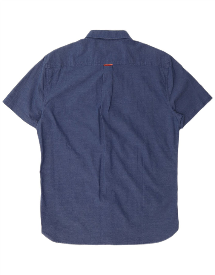 Superdry kortærmet herreskjorte med normal pasform, medium marineblå bomuld