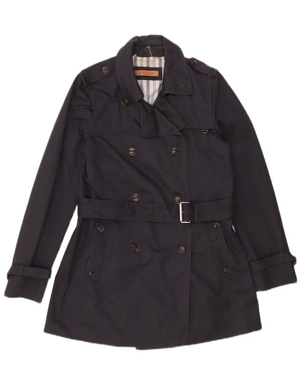 Massimo Dutti Dame Trench Coat UK 12 Mellem marineblå bomuld
