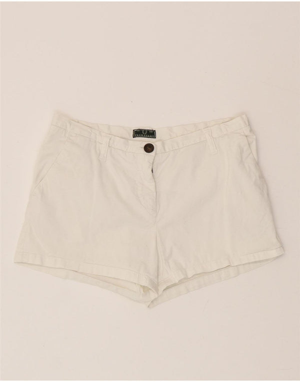 FRED PERRY Womens High Waist Chino Shorts IT 40 Small W28 White Cotton