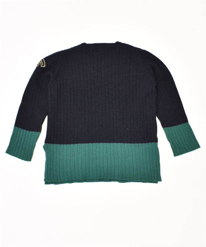 LES COPAINS Dame sweater med rund hals IT 42 Medium Navy Blue Vintage