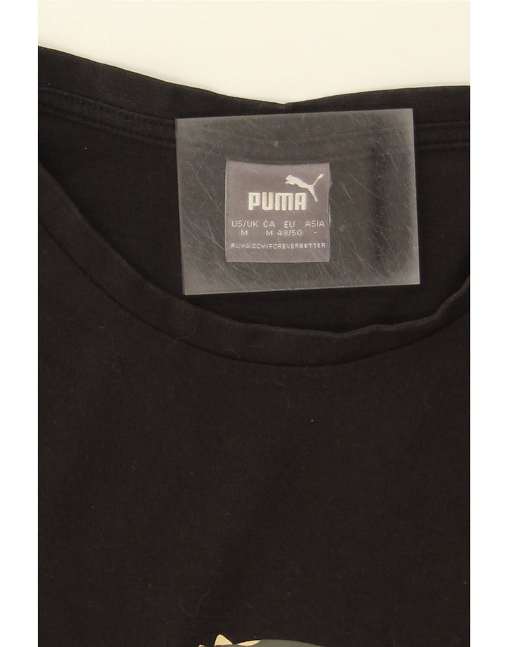 PUMA Mens Graphic T-Shirt Top Medium Black Vintage Puma and Second-Hand Puma from Messina Hembry 