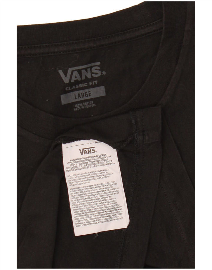 VANS Herre Classic Fit T-Shirt Top Stor Sort Bomuld