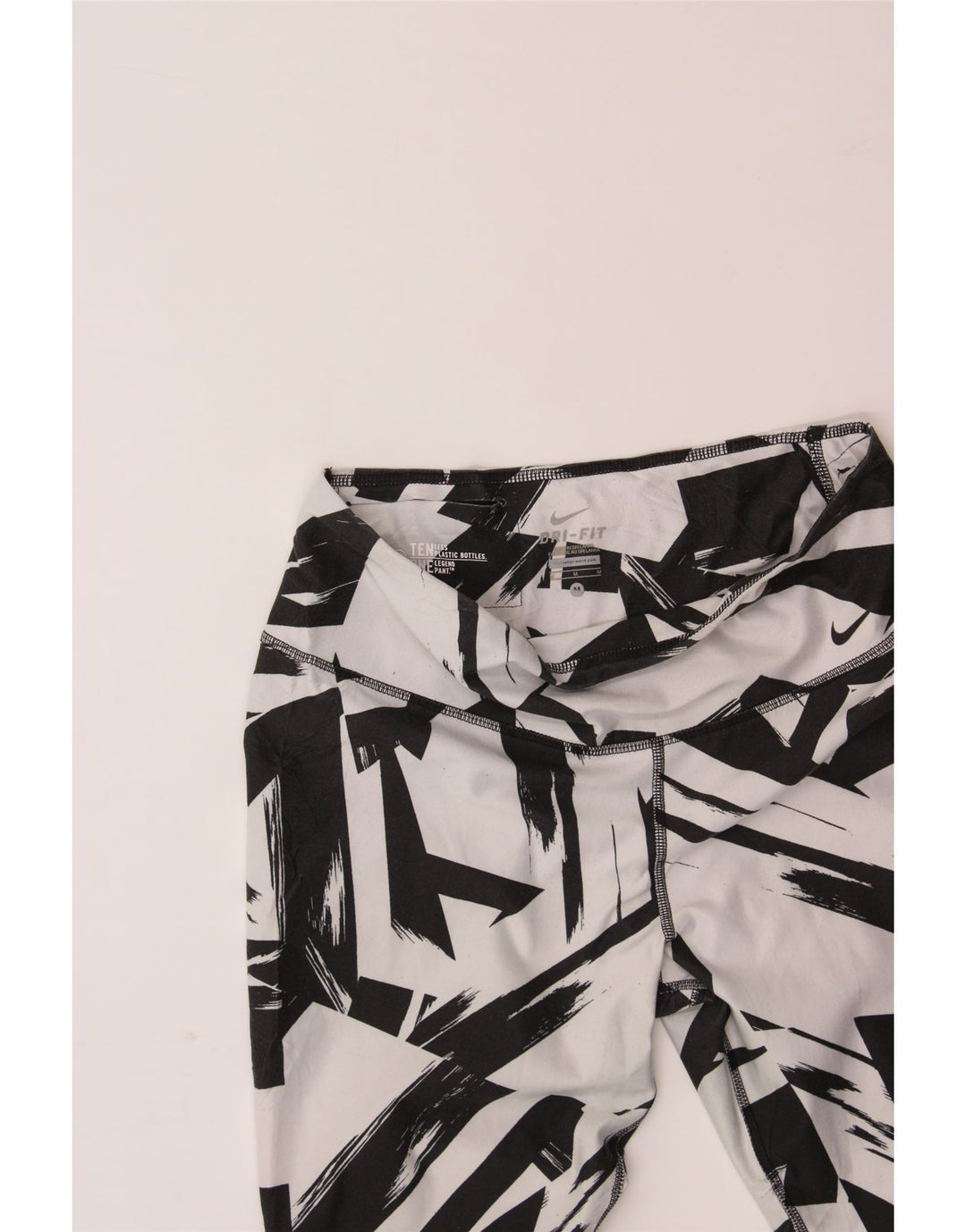 NIKE Womens Dri Fit Leggings UK 14 Medium  Black Geometric Polyester Vintage Nike and Second-Hand Nike from Messina Hembry 