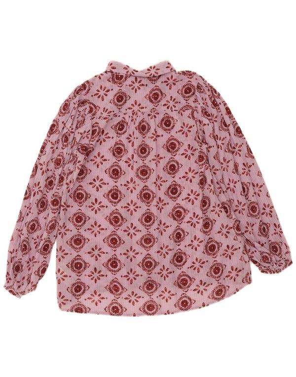 Fat Face Dame Gennemsigtig Skjorte Bluse UK 10 Small Pink Floral Bomuld