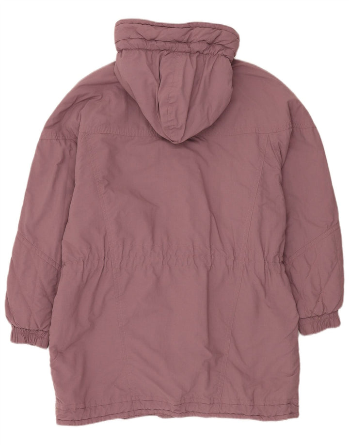 VINTAGE vindjakke med hætte til kvinder EU 42 Stor lilla polyester