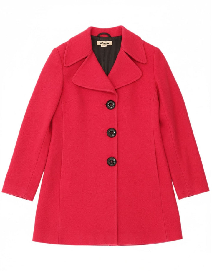 KILLAH Womens Overcoat UK 10 Small Pink Wool