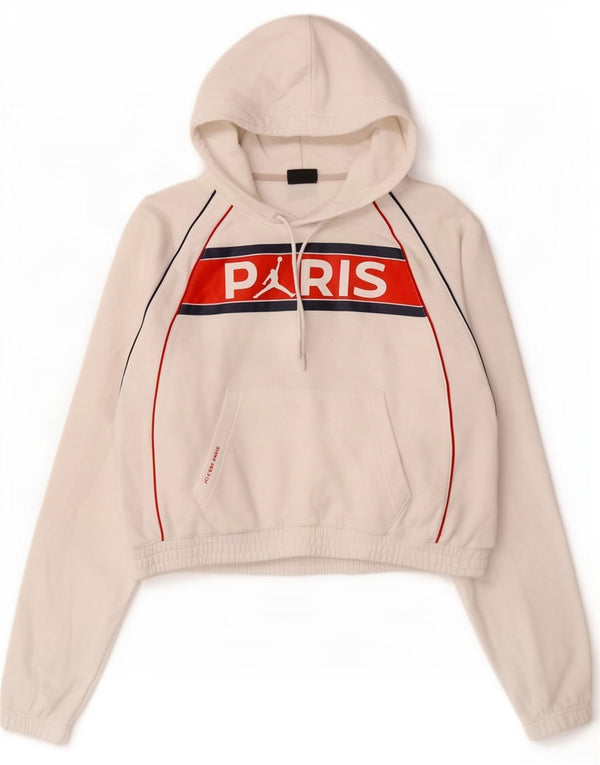 Jordan Dame Grafisk Oversized Hoodie Jumper UK 10 Small White Bomuld