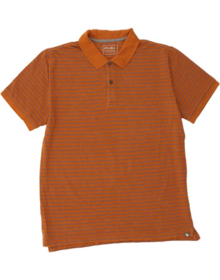EDDIE BAUER Mens Polo Shirt XL Orange Striped Cotton Vintage Eddie Bauer and Second-Hand Eddie Bauer from Messina Hembry 