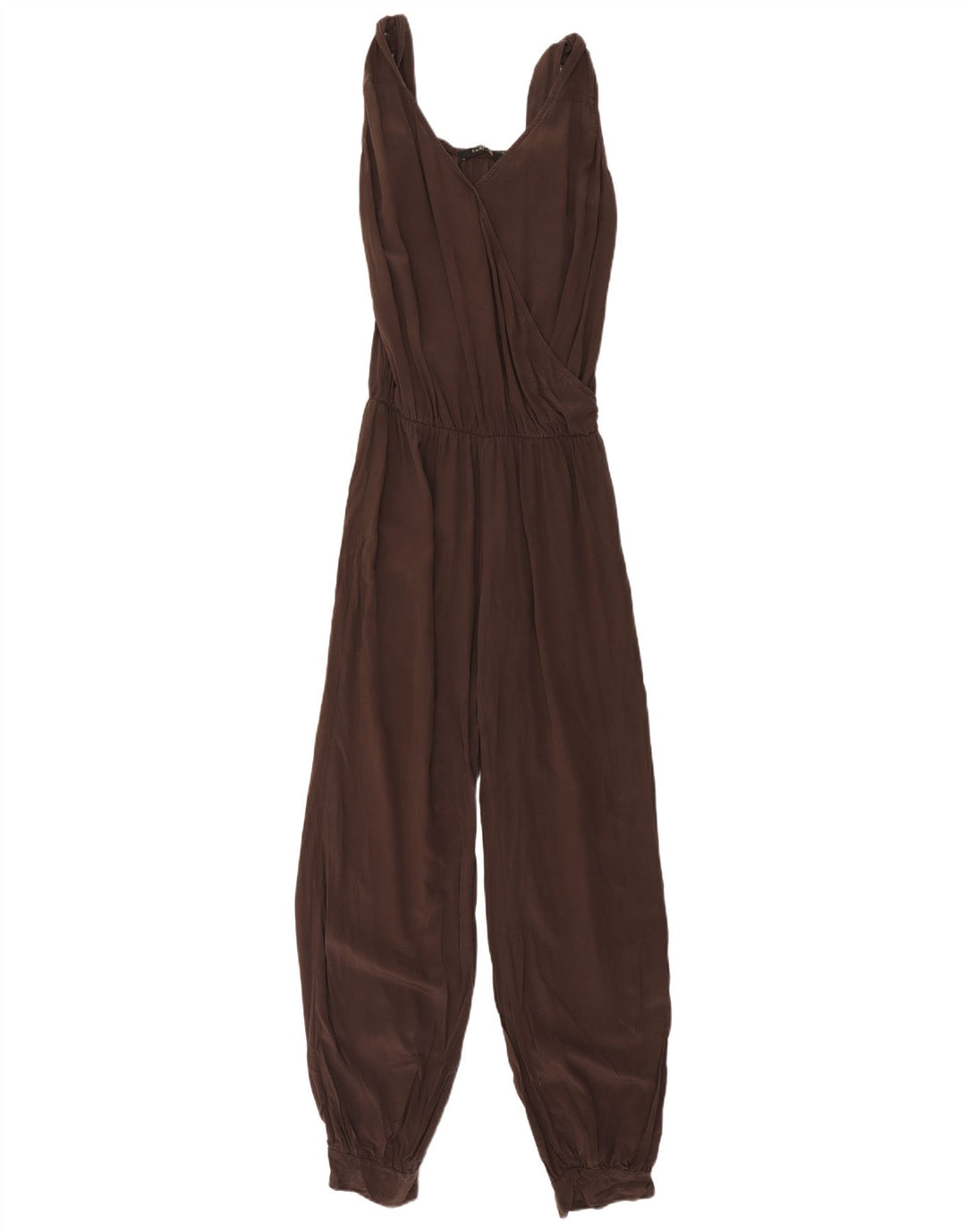 Vintage Dame Ærmeløs Jumpsuit IT 44 Medium Brun Silke