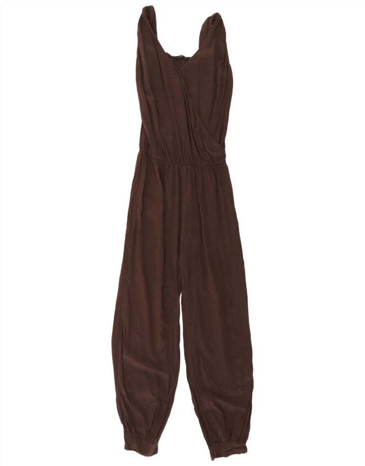 Vintage Dame Ærmeløs Jumpsuit IT 44 Medium Brun Silke