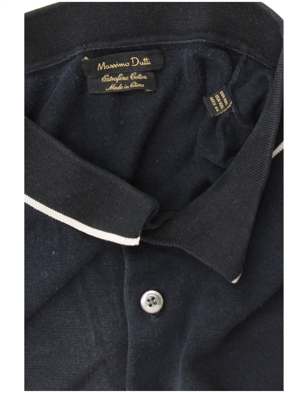 Massimo Dutti herre polo skjorte 2XL marineblå bomuld