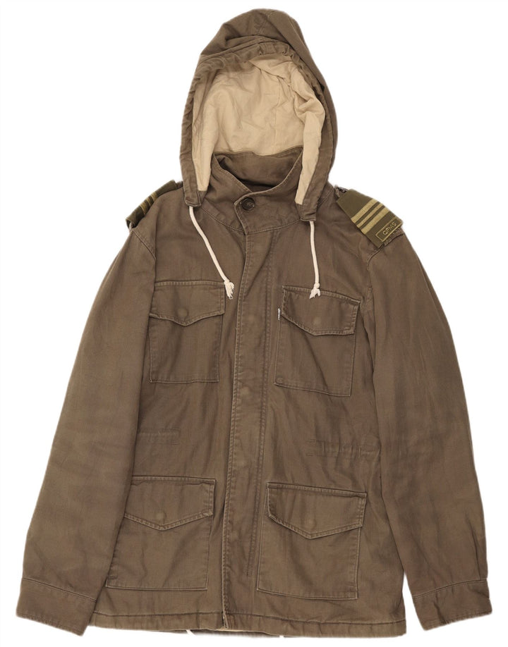 Levi's Herre Hætte Military Jacket UK 38 Medium Khaki Cotton