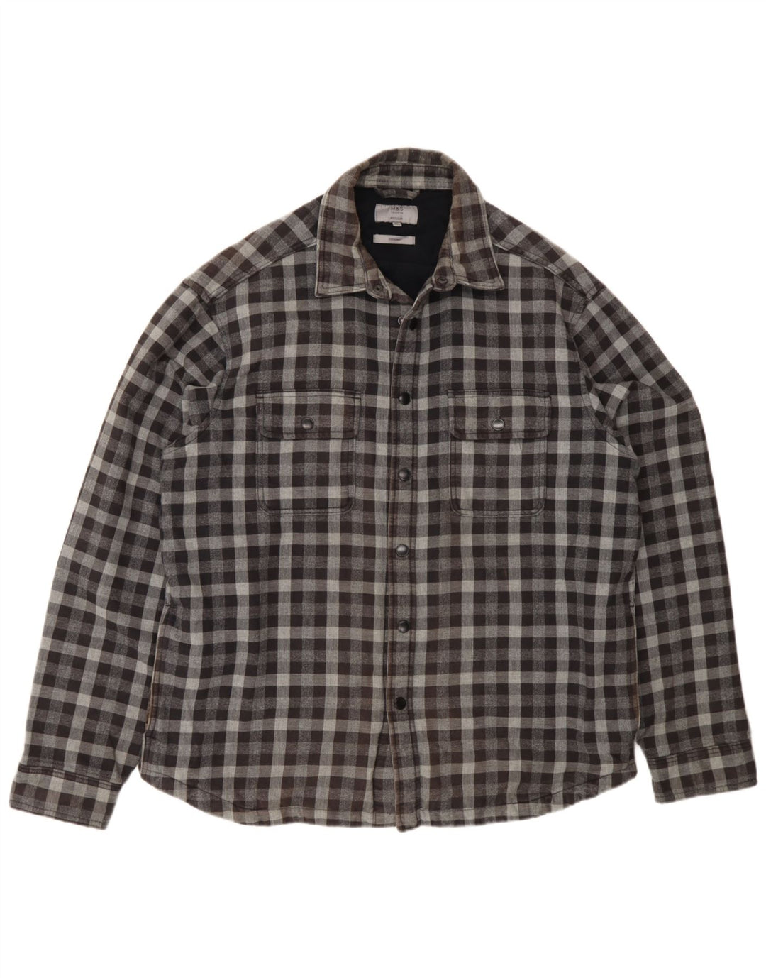 Marks & Spencer Herre Regular Fit Overshirt Flanellskjorte XL Grå Gingham