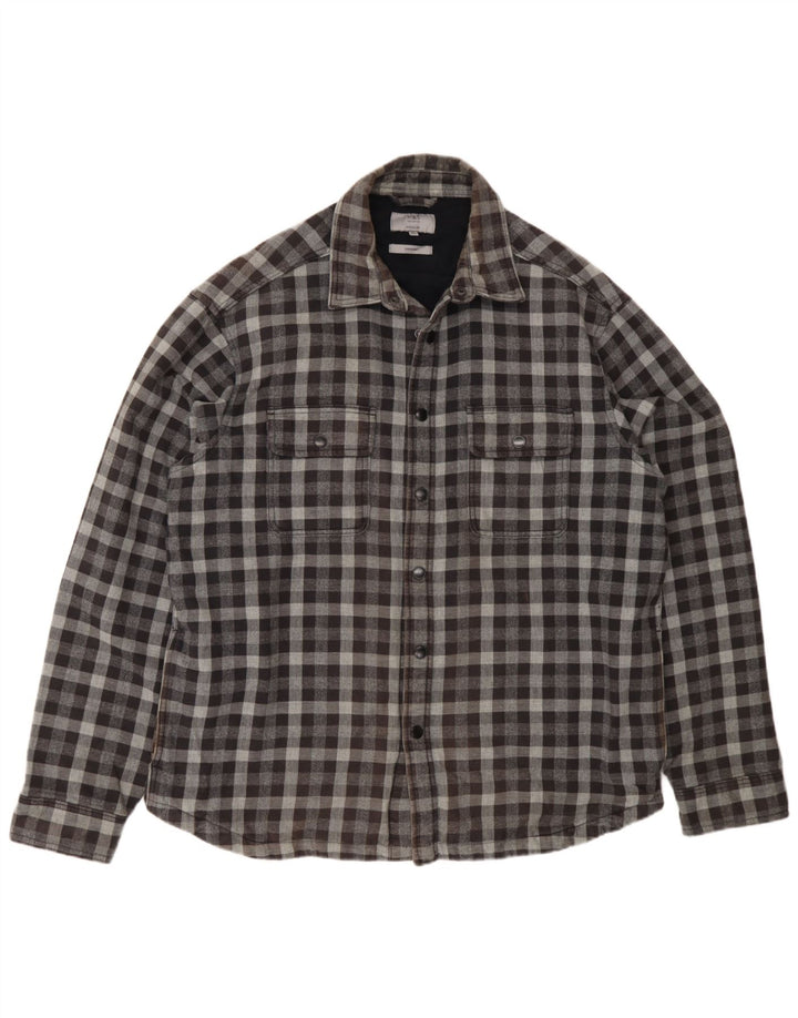 Marks & Spencer Herre Regular Fit Overshirt Flanellskjorte XL Grå Gingham