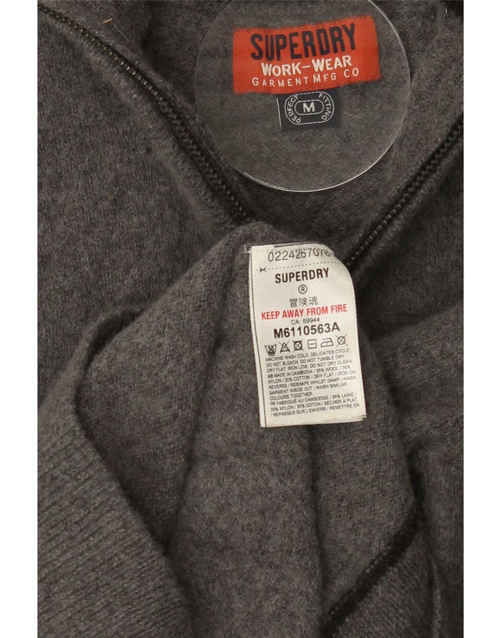 Superdry Sweater med lynlås til kvinder UK 12 Mellemgrå uld