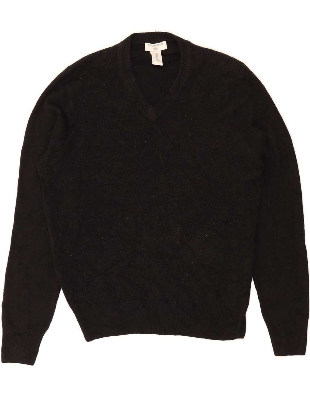 DOCKERS Mens V-Neck Jumper Sweater Small Black Acrylic Vintage Dockers and Second-Hand Dockers from Messina Hembry 