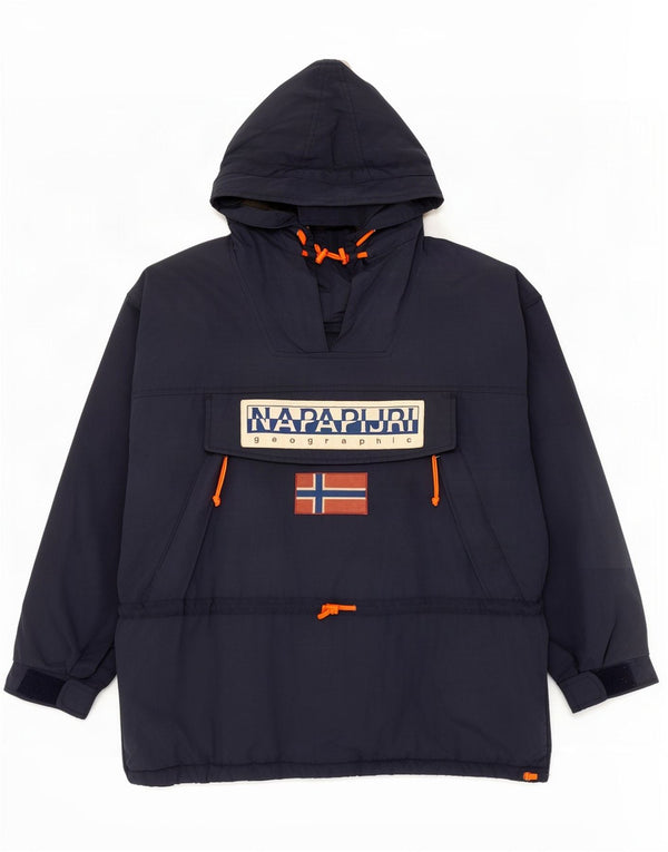 Napapijri Herre grafisk hættejakke i anorak UK 42 XL marineblå polyamid