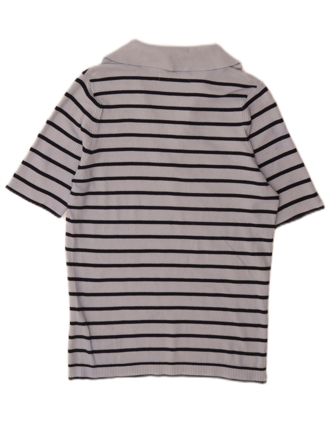 Marks & Spencer Dame Polo Shirt UK 14 Mellem blå stribet bomuld