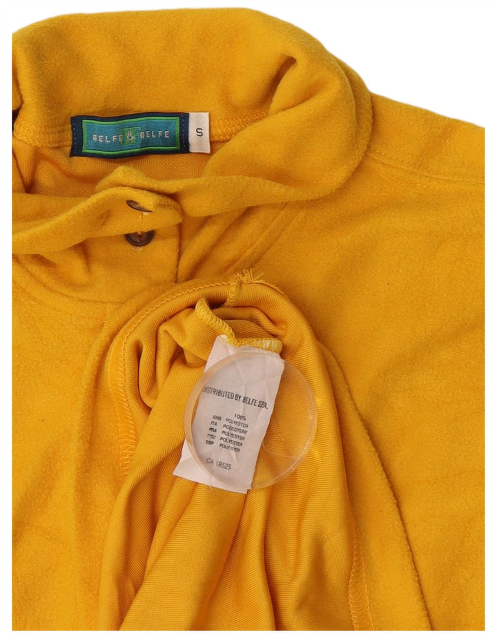 Belfe & Belfe Dame Oversized Button Neck Fleece Jumper UK 10 Small Yellow