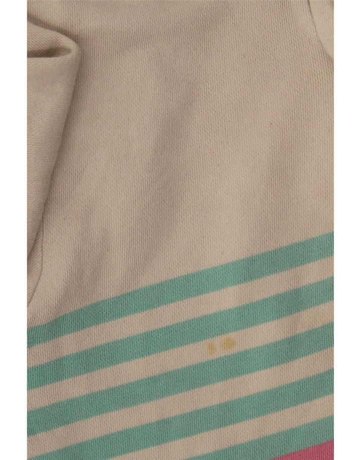 Joules Dame Button Neck Sweatshirt Jumper UK 16 Stor hvid stribet
