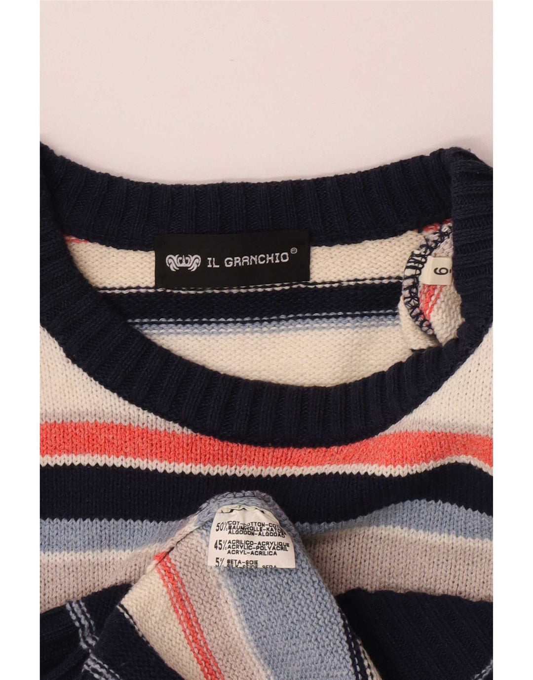 Il Granchio Herre Crew Neck Jumper Sweater Stor Flerfarvet Stribet