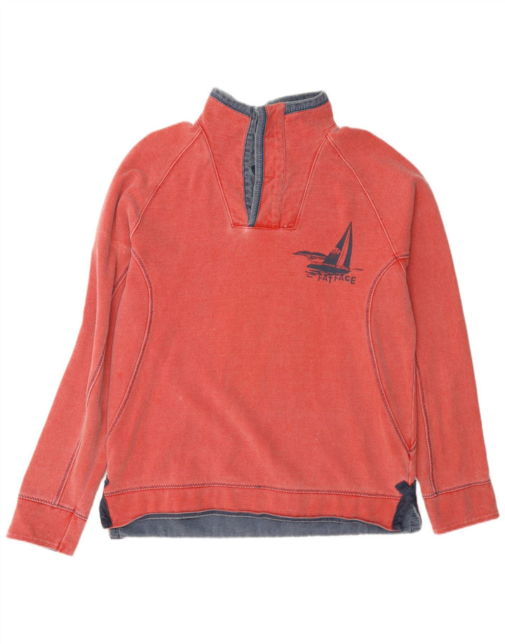 Fat Face Herre Grafisk Zip Neck Sweatshirt Jumper lille rød bomuld