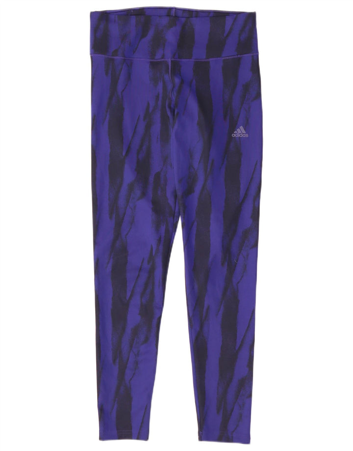 Adidas Womens Climalite Leggings UK 12/14 Medium lilla stribet polyester